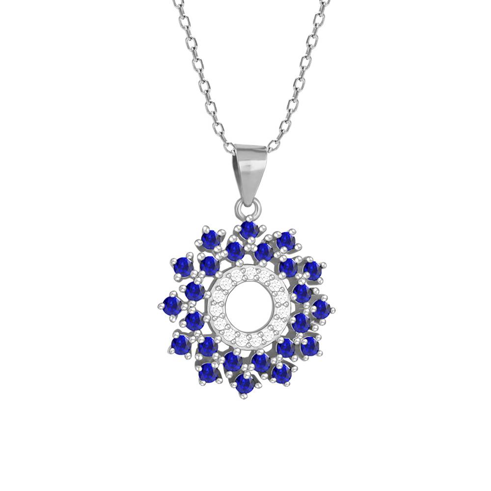 Giva 925 Silver Radiant Blue Flower Pendant With Link Chain : PD0492