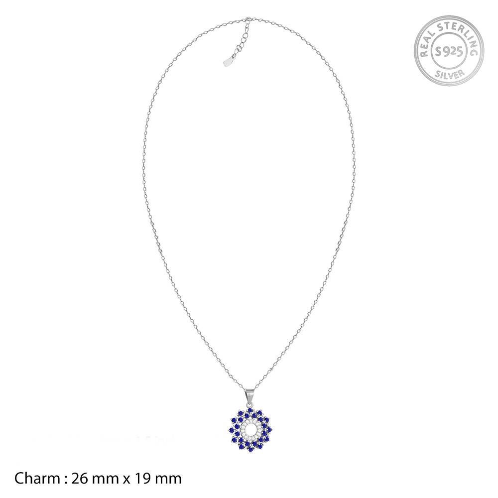 Giva 925 Silver Radiant Blue Flower Pendant With Link Chain : PD0492