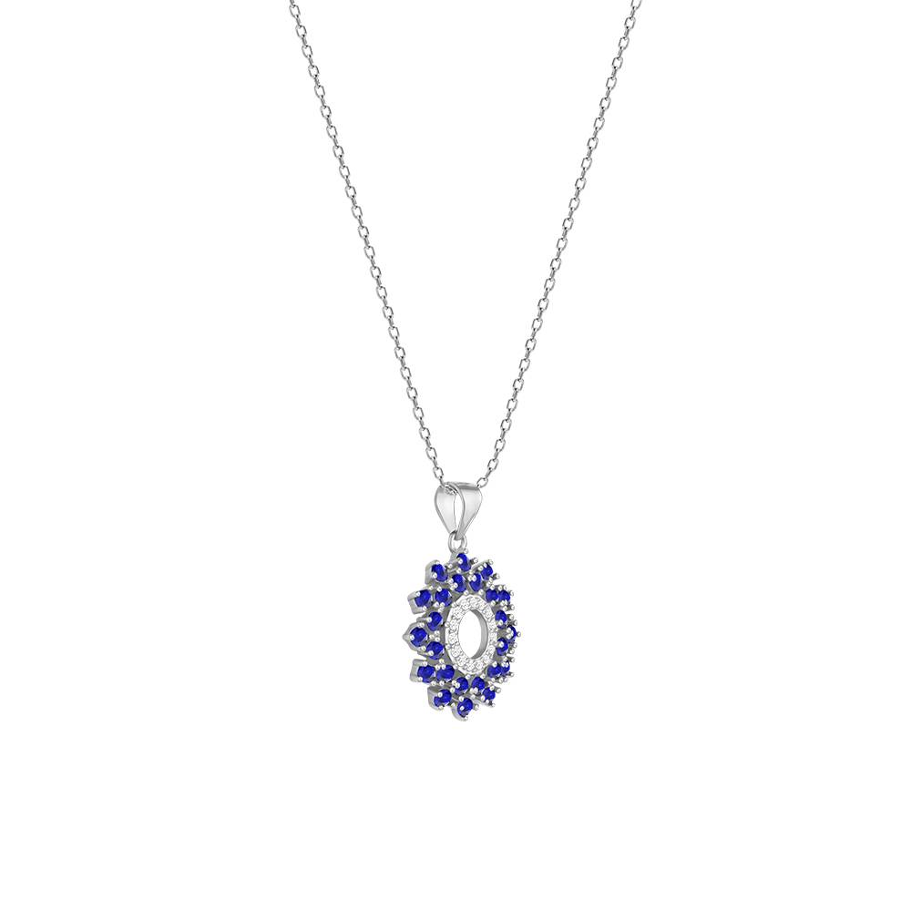 Giva 925 Silver Radiant Blue Flower Pendant With Link Chain : PD0492