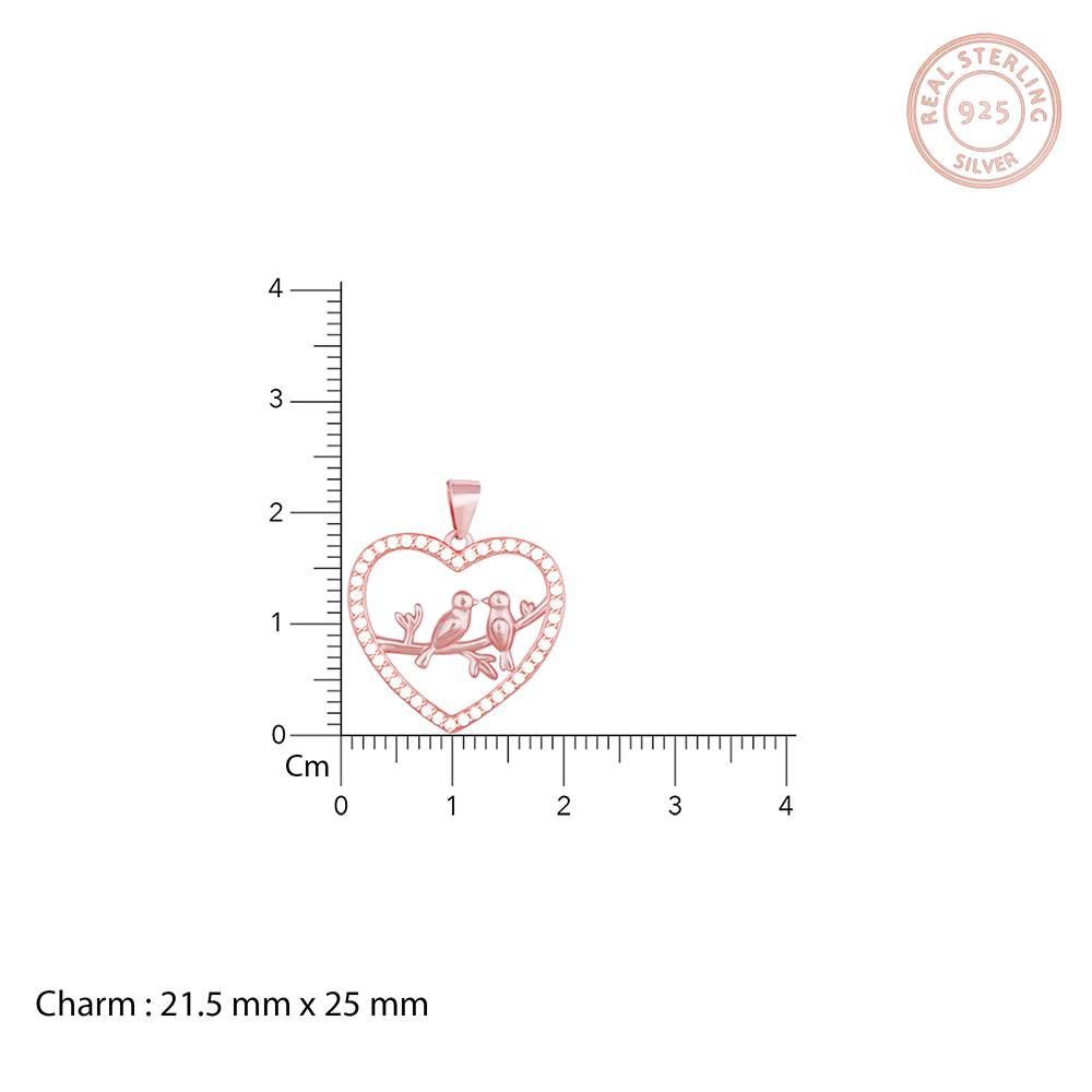 Giva 925 Silver Rose Gold Love Birds Pendant With Link Chain : PD0499