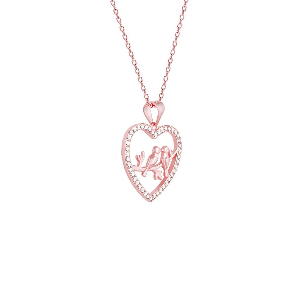 Giva 925 Silver Rose Gold Love Birds Pendant With Link Chain : PD0499