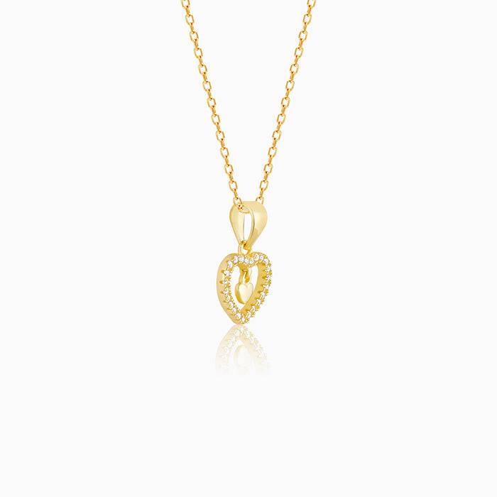 Golden Love Droplet Pendant With Link Chain : PD0502