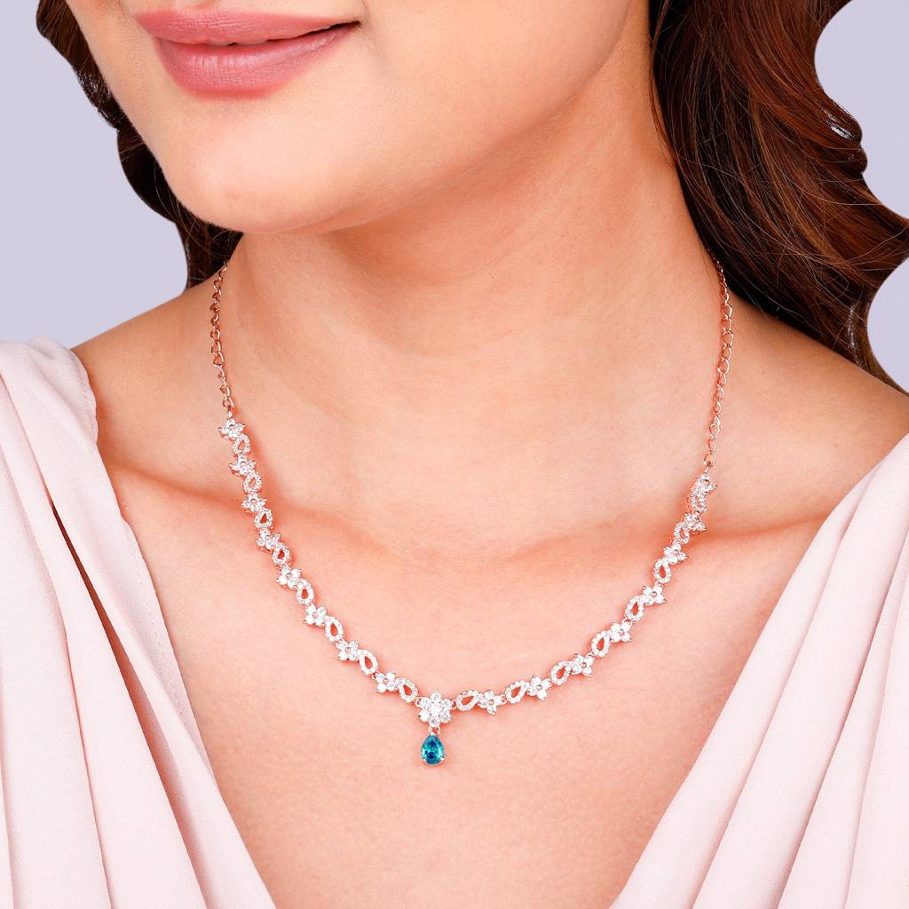 Giva 925 Silver Rose Gold Blue Moon Necklace Giva 925 Silver