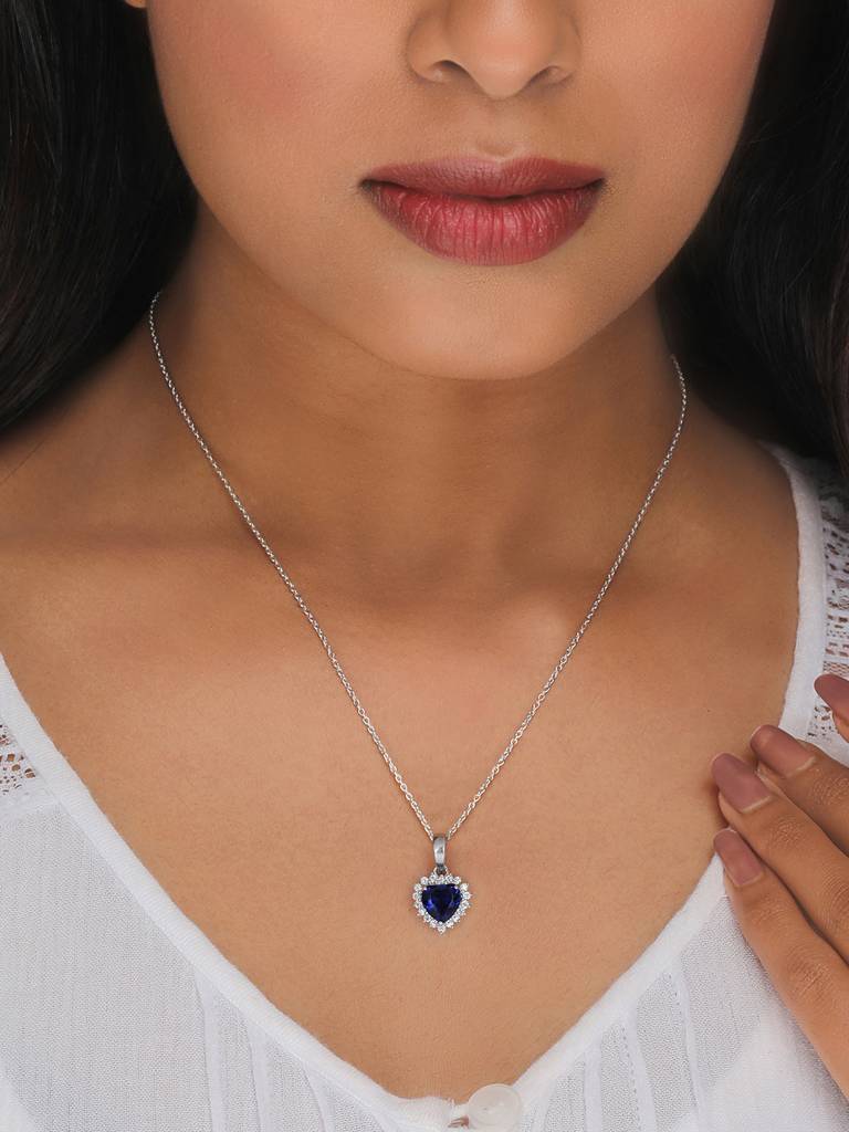 Giva 925 Silver Heart Of The Ocean Pendant With Link Chain : PD0526