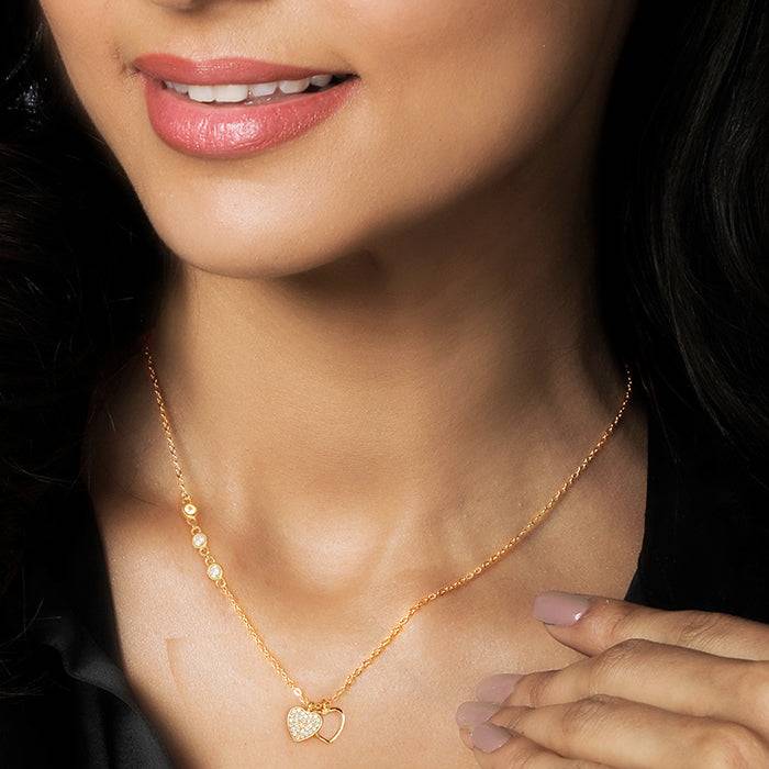 Golden Heart To Heart Necklace : PD0534
