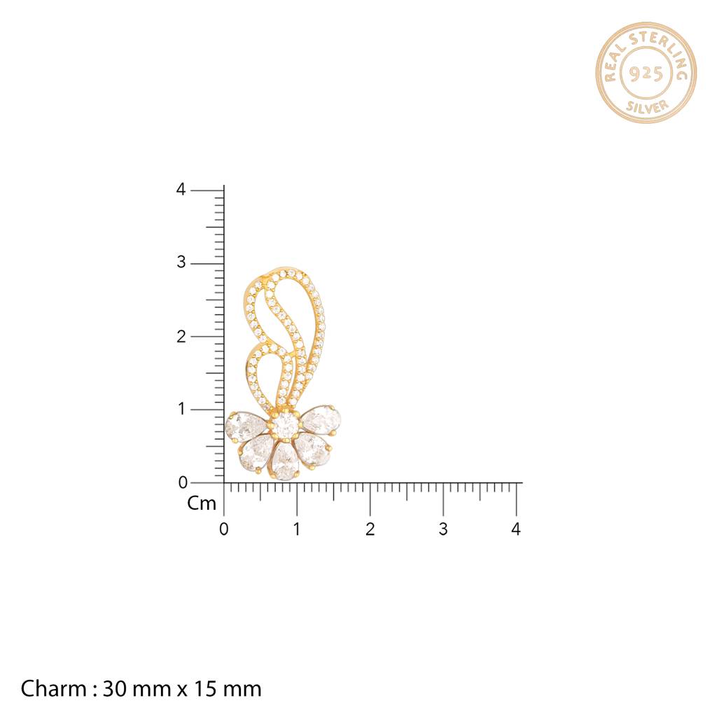 Giva 925 Silver Golden White Floral Damsel Pendant With Link Chain : PD0544