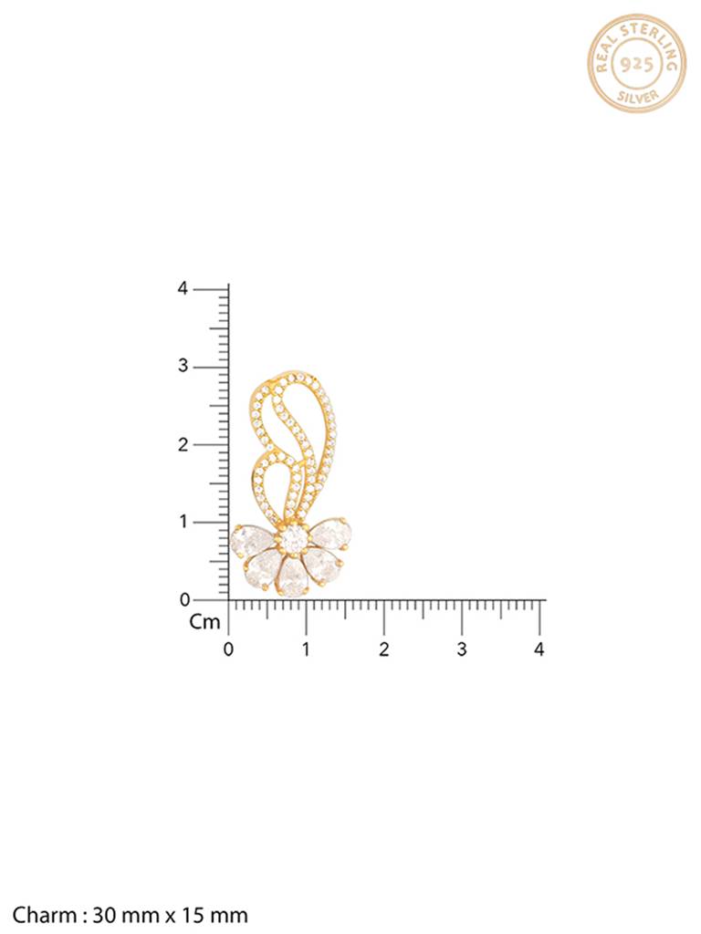 Giva 925 Silver Golden White Floral Damsel Pendant With Link Chain : PD0544