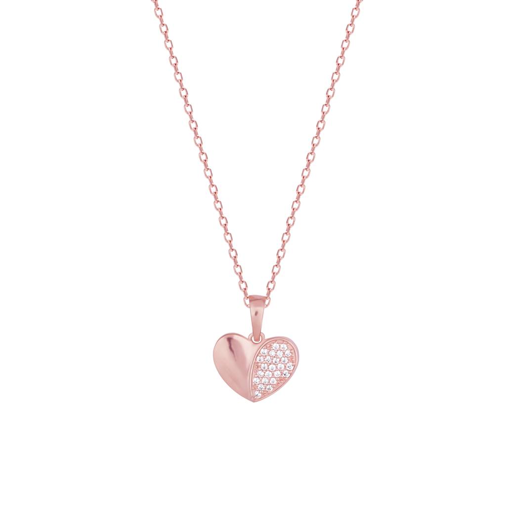 Giva 925 Silver Rose Gold Made For Each Other Heart Pendant With Link Chain : PD0547