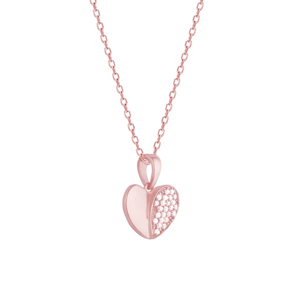 Giva 925 Silver Rose Gold Made For Each Other Heart Pendant With Link Chain : PD0547