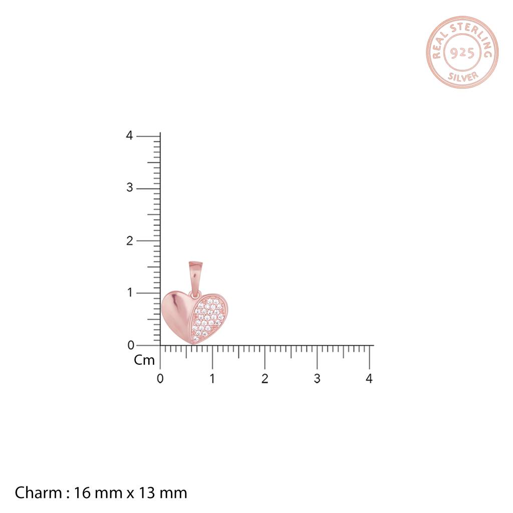 Giva 925 Silver Rose Gold Made For Each Other Heart Pendant With Link Chain : PD0547