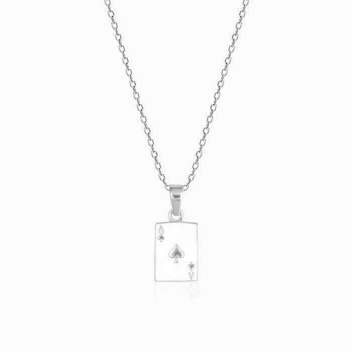 Silver Acing Hearts Pendant With Link Chain : PD0555