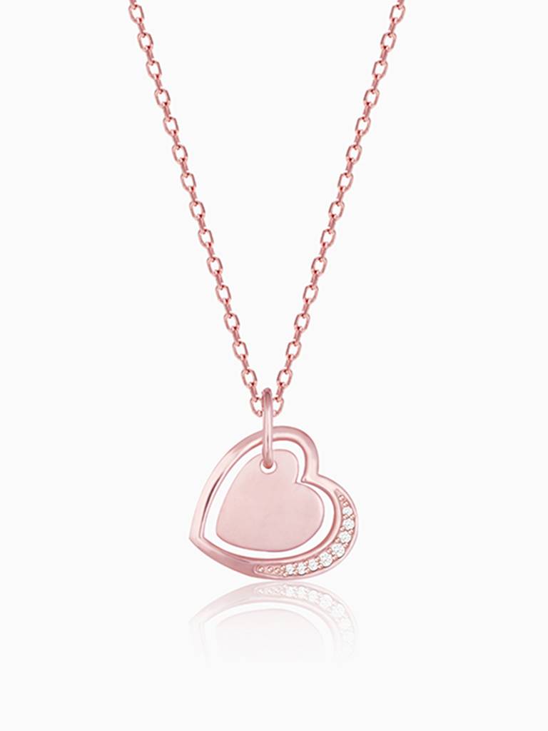 Giva 925 Silver Rose Gold In My Heart Pendant With Link Chain : PD0557