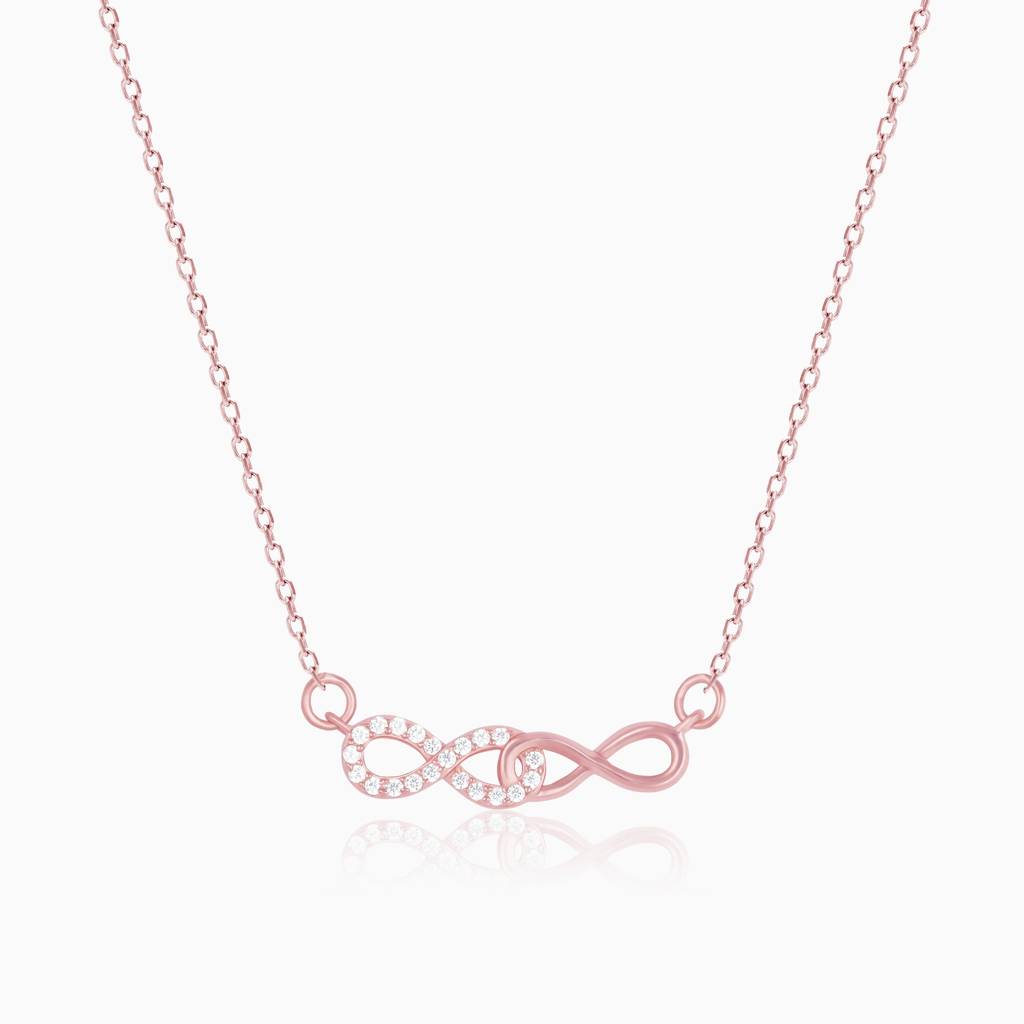 Rose Gold Double Infinity Love Necklace : PD0561