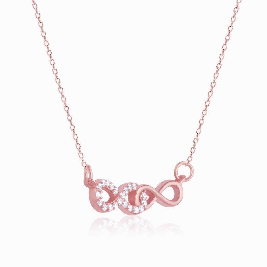 Rose Gold Double Infinity Love Necklace : PD0561