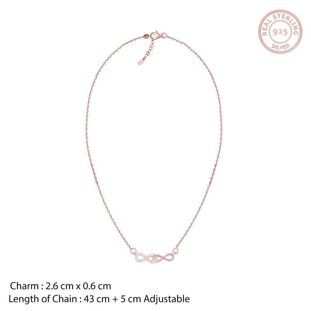 Rose Gold Double Infinity Love Necklace : PD0561