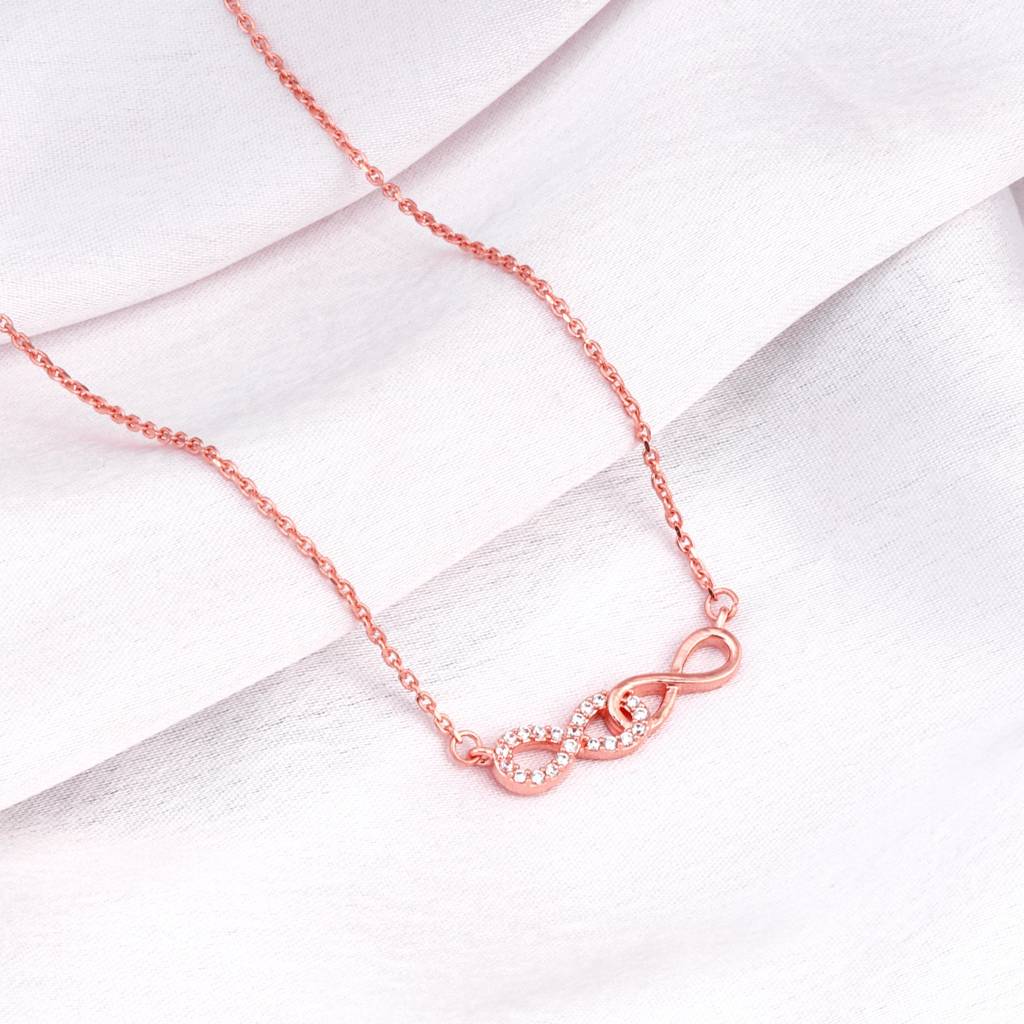 Rose Gold Double Infinity Love Necklace : PD0561