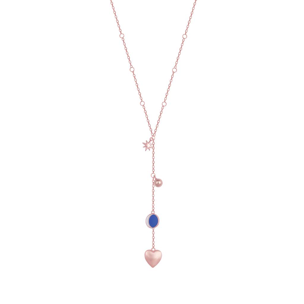 Giva 925 Silver Rose Gold Dripping Hearts Necklace : PD0562