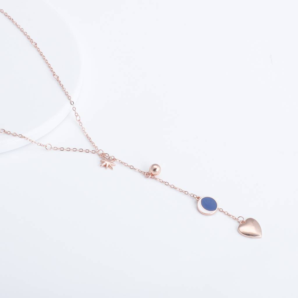 Giva 925 Silver Rose Gold Dripping Hearts Necklace : PD0562