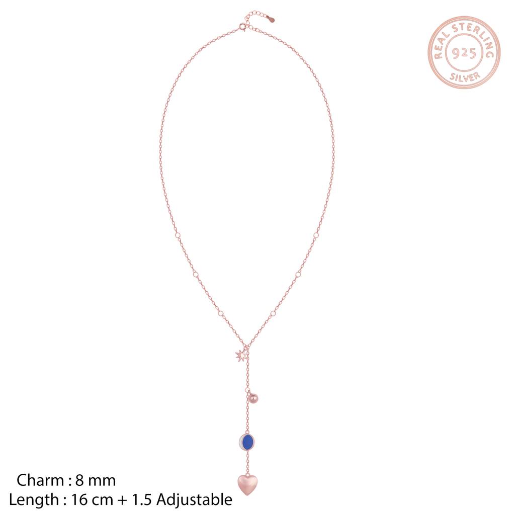 Giva 925 Silver Rose Gold Dripping Hearts Necklace : PD0562