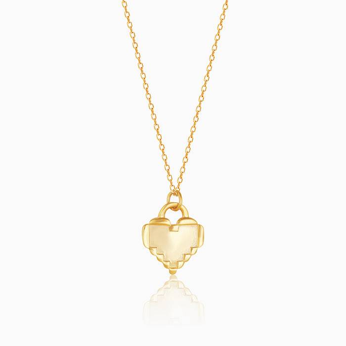 Golden Heartbeat Pendant With A Link Chain : PD0563