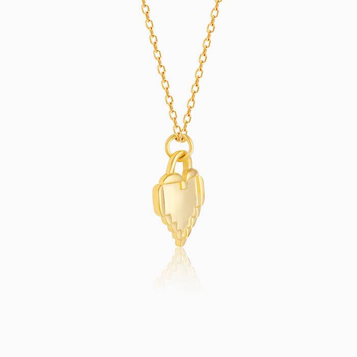 Golden Heartbeat Pendant With A Link Chain : PD0563