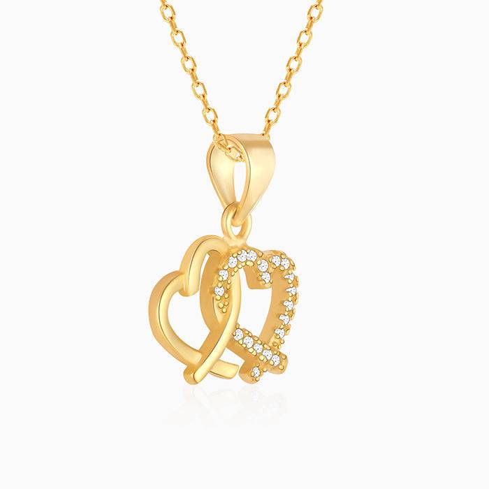 Giva 925 Silver Golden Bonding Hearts Pendant With Link Chain : PD0567