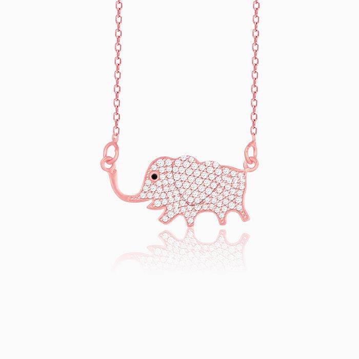 Rose Gold Elephant'S Heart Pendant With Link Chain : PD0568