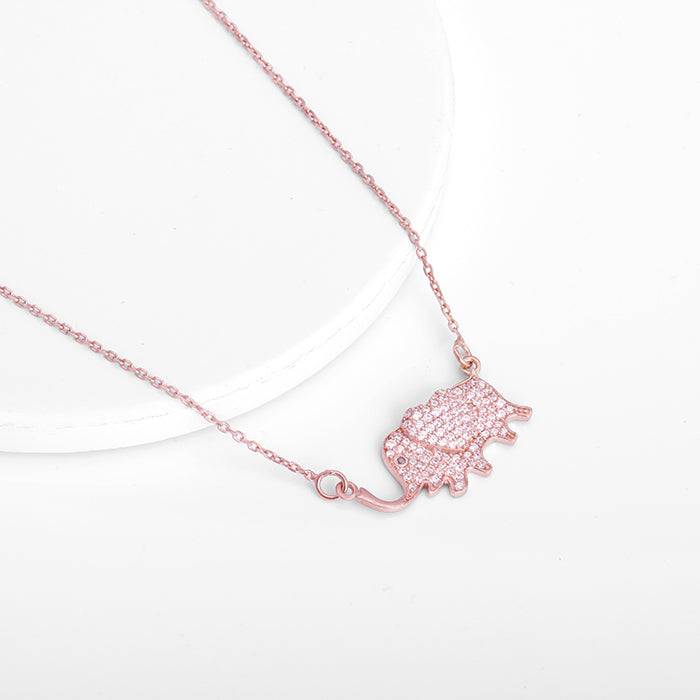 Rose Gold Elephant'S Heart Pendant With Link Chain : PD0568