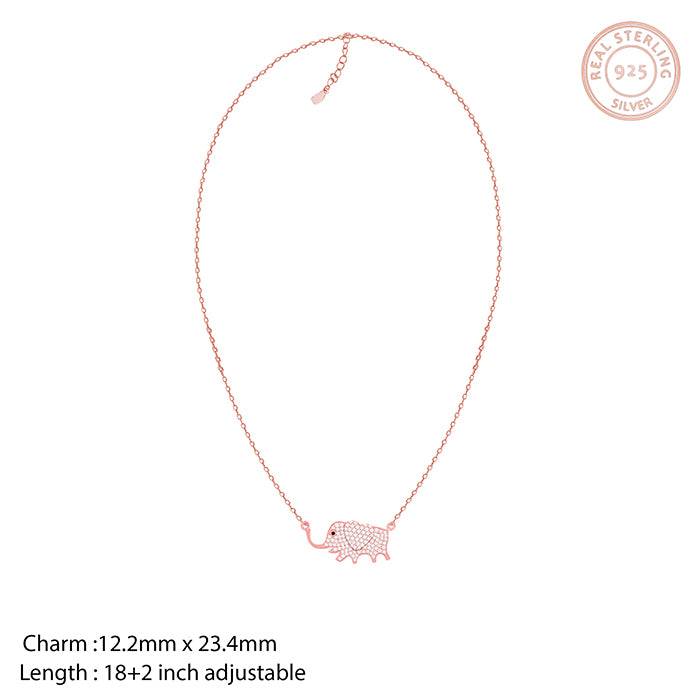 Rose Gold Elephant'S Heart Pendant With Link Chain : PD0568