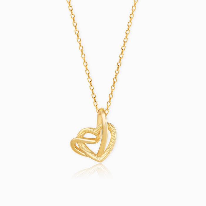 Golden Double Trouble Heart Pendant With Link Chain : PD0571