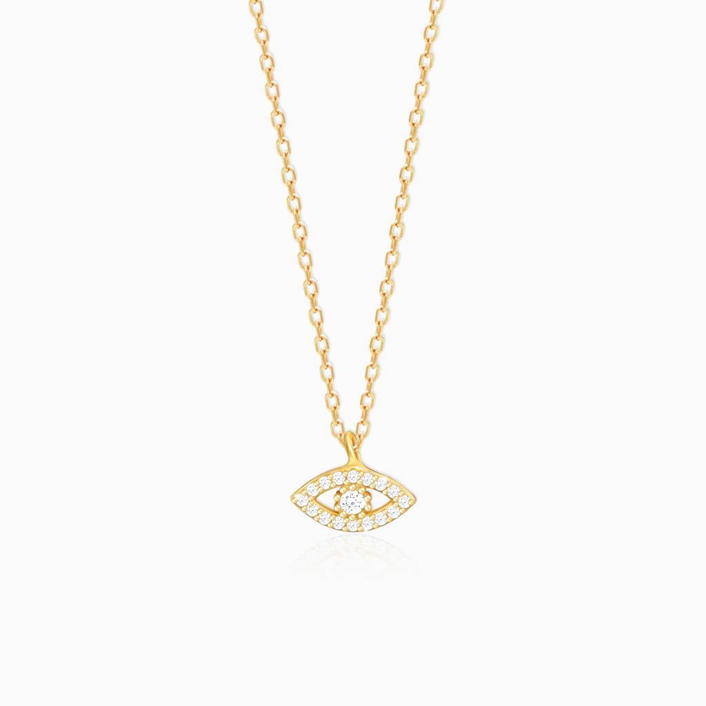 Golden Evil Eye Zircon Pendant With Link Chain : PD0592