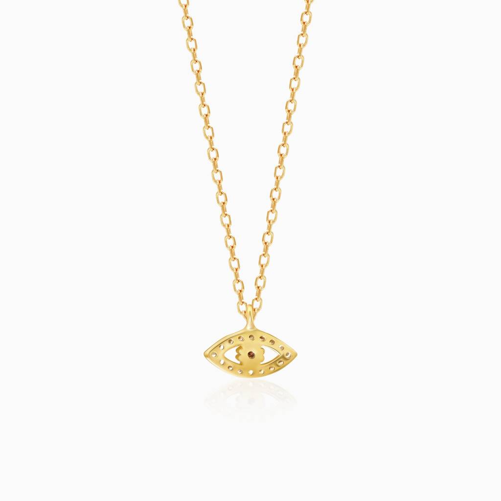 Golden Evil Eye Zircon Pendant With Link Chain : PD0592