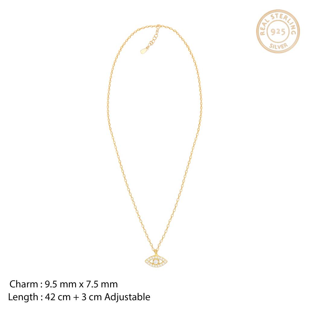 Golden Evil Eye Zircon Pendant With Link Chain : PD0592