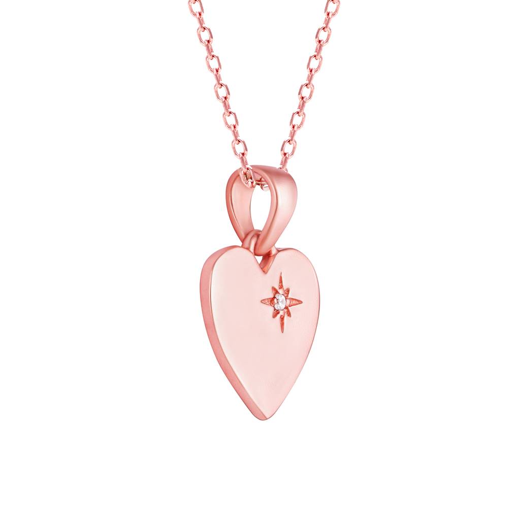 Giva 925 Silver Rose Gold Glistening Heart Pendant With Link Chain : PD0597