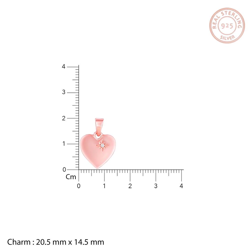 Giva 925 Silver Rose Gold Glistening Heart Pendant With Link Chain : PD0597