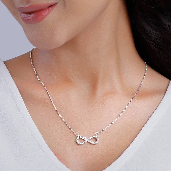925 Silver Infinity Heart Necklace : PD061