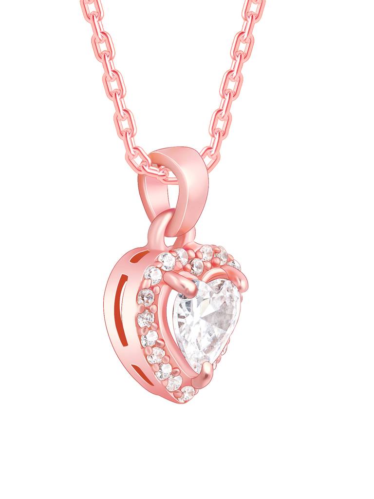 Silver Rose Gold Affection Pendant With Link Chain : PD0642
