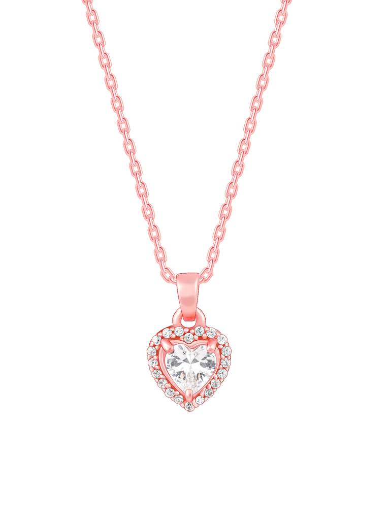 Silver Rose Gold Affection Pendant With Link Chain : PD0642