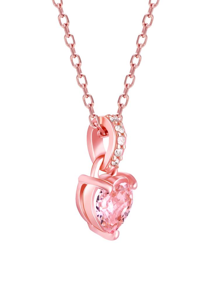 GIVA 925 Sterling Silver Rose Gold Blush Pink Heart Pendant with Link Chain
