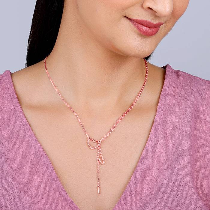 Rose Gold U&I Heart Necklace : PD0660