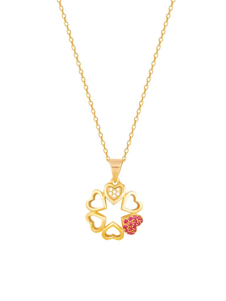 GIVA 925 Sterling Silver Golden Hearts Pendant with Link Chain