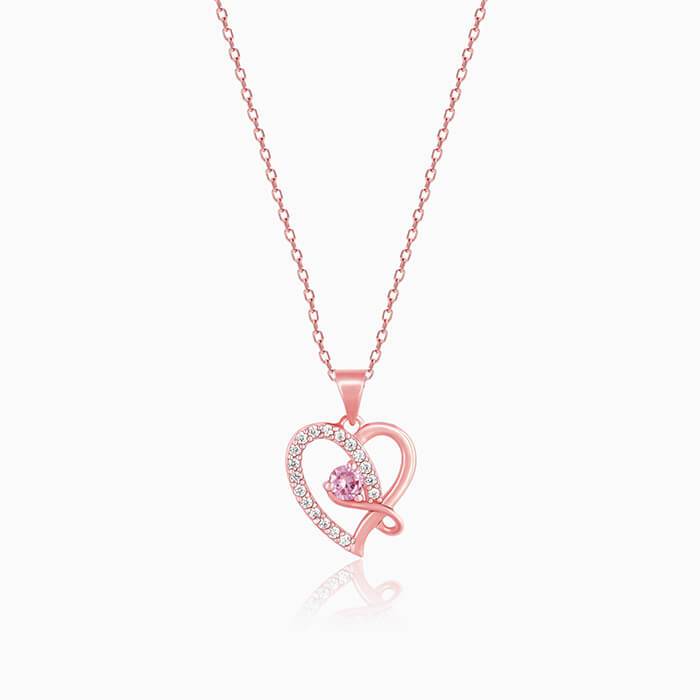 Rose Gold Music In My Heart Pendant With Link Chain : PD0670