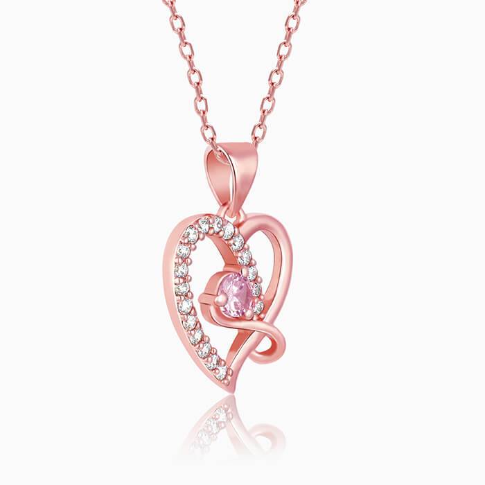Rose Gold Music In My Heart Pendant With Link Chain : PD0670