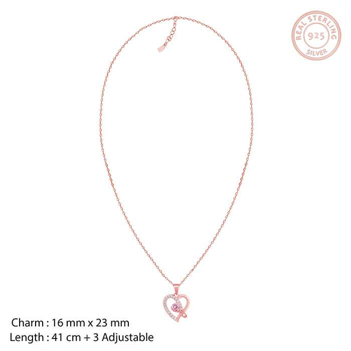 Rose Gold Music In My Heart Pendant With Link Chain : PD0670
