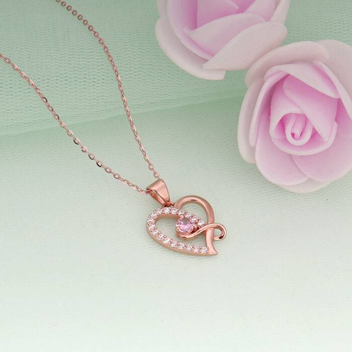 Rose Gold Music In My Heart Pendant With Link Chain : PD0670