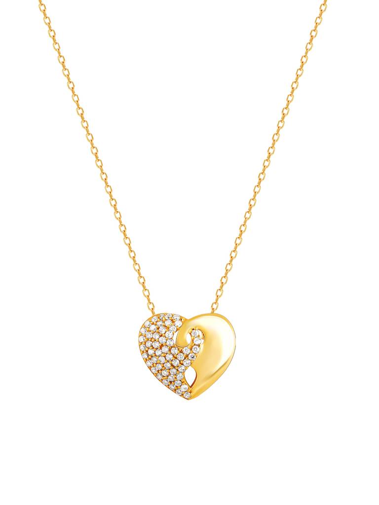 GIVA 925 Sterling Silver Golden Zircon Sparkling Heart Pendant with Link Chain