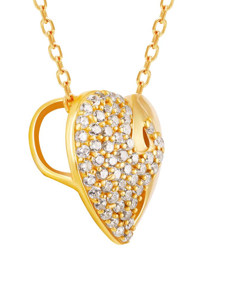 GIVA 925 Sterling Silver Golden Zircon Sparkling Heart Pendant with Link Chain