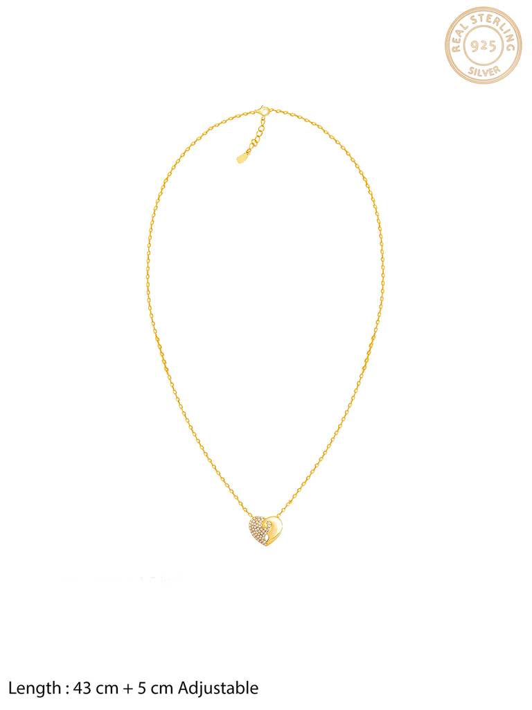 GIVA 925 Sterling Silver Golden Zircon Sparkling Heart Pendant with Link Chain