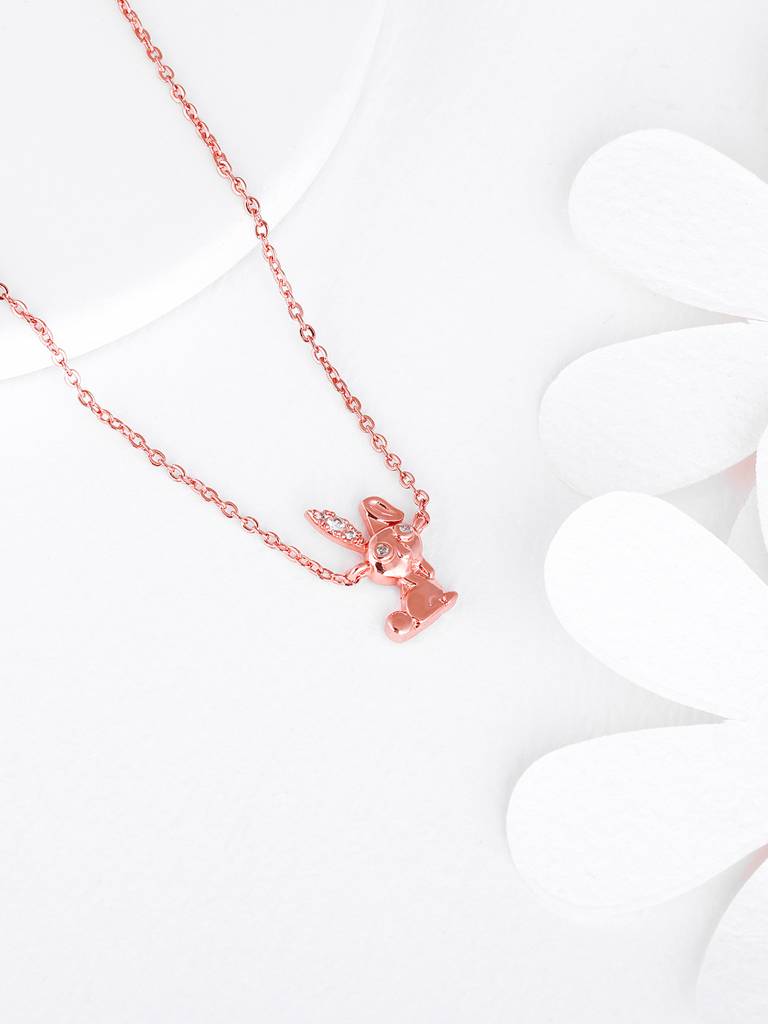 GIVA 925 Sterling Silver Rose Gold Bunny Pendant