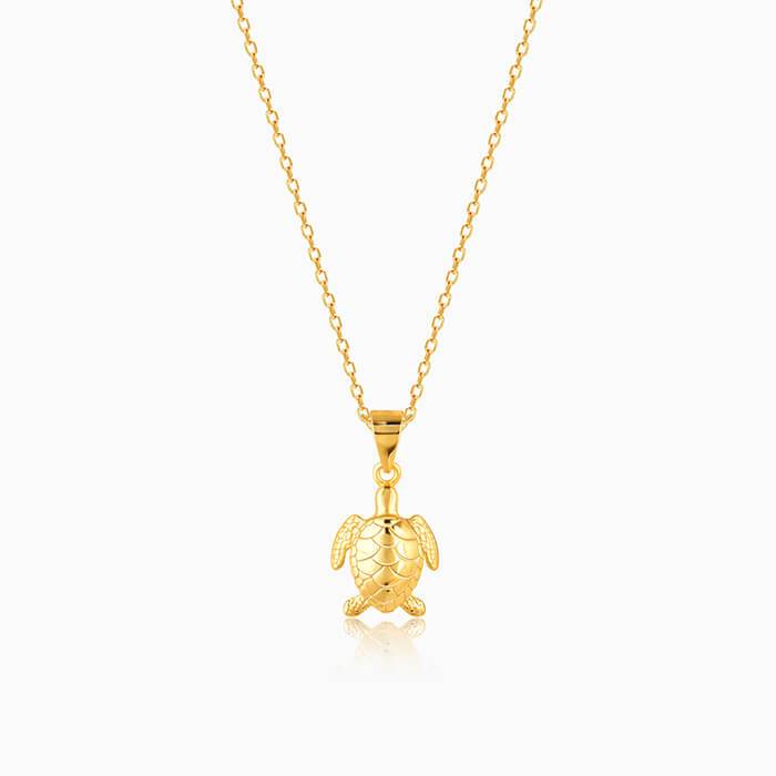 Golden Tortoise Of Fortune Pendant With Link Chain : PD0702